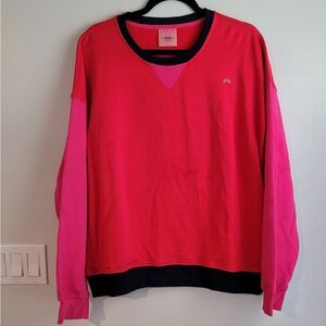 Terez Red and Pink Color Block Crewneck Sweater size XL